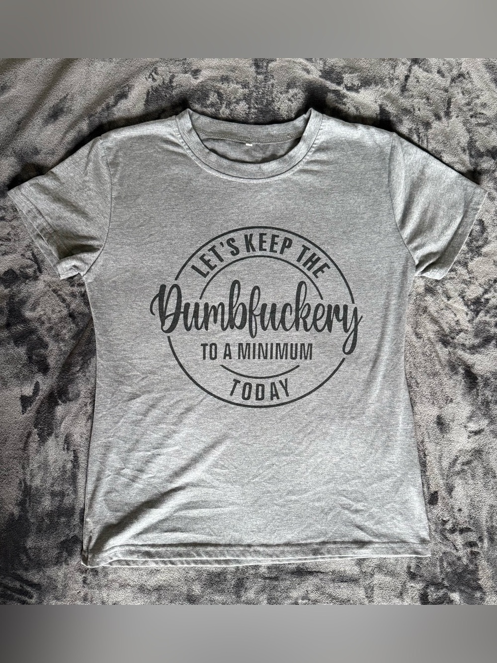 Women's Gray Short-Sleeve Graphic Tee - Keep the Dumbfuckery Minimal
